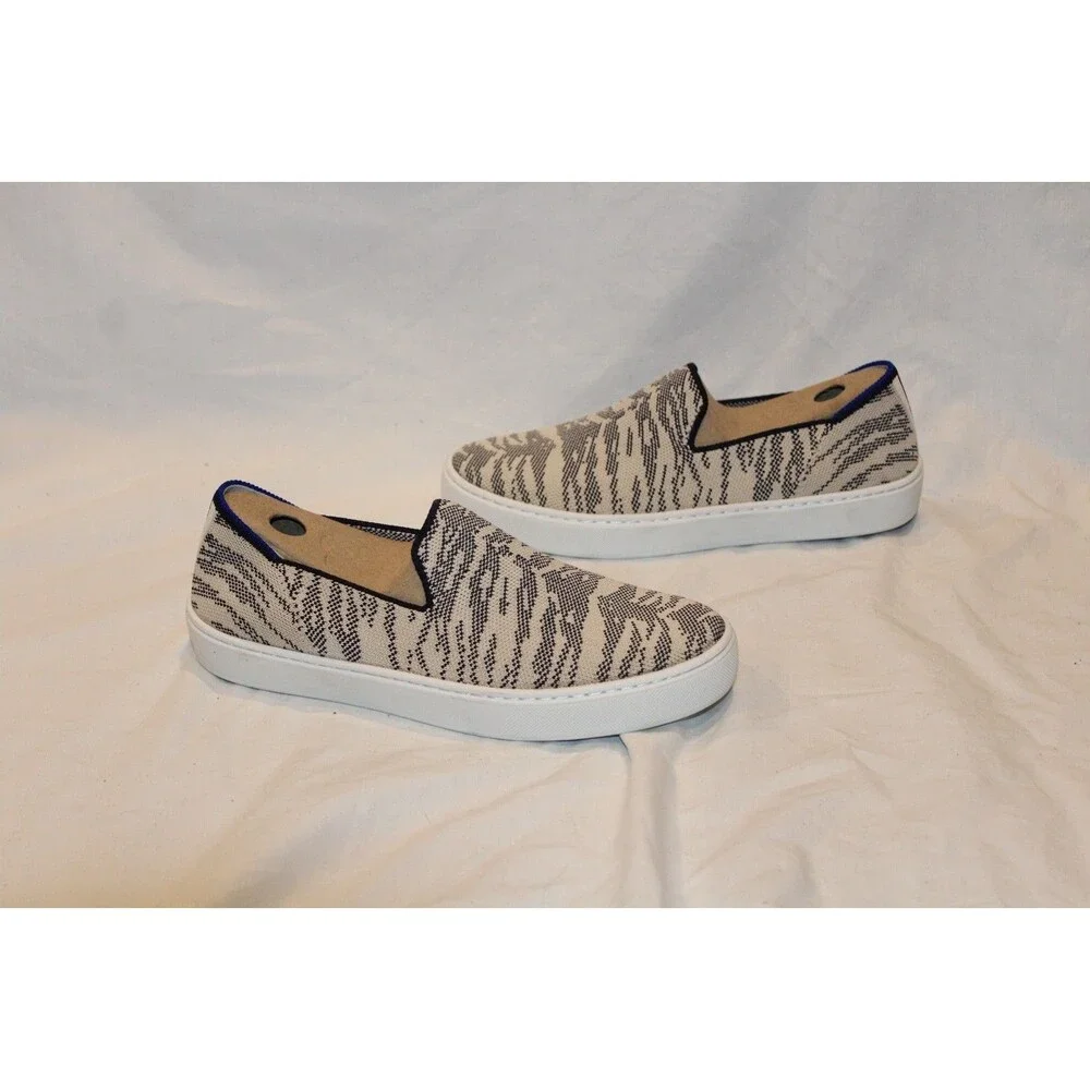 Rothy’s Women' Size 6.5 The Sneaker Maritime Tiger Knit Slip On Tan Retired